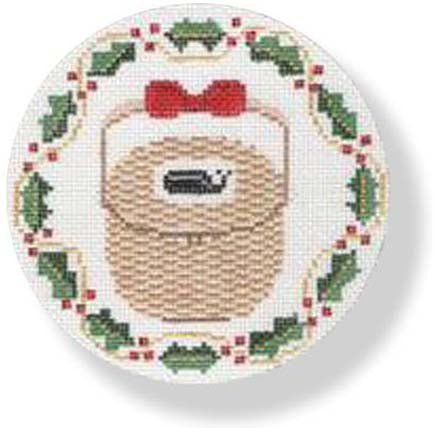 Nantucket Basket Ornament With Holly Border