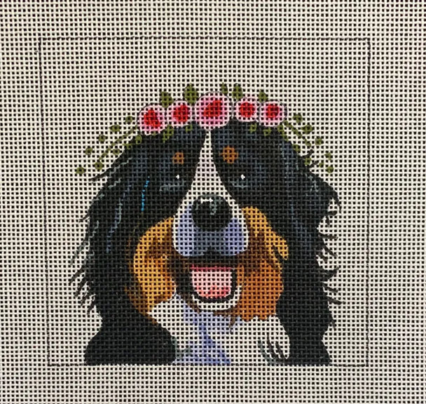 Bernese Mountain Dog With Floral Crown