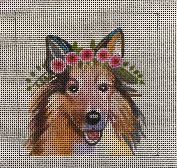 Shetland Sheepdog With Floral Crown