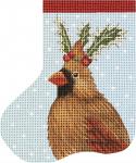 Cardinal With Holly Mini Sock