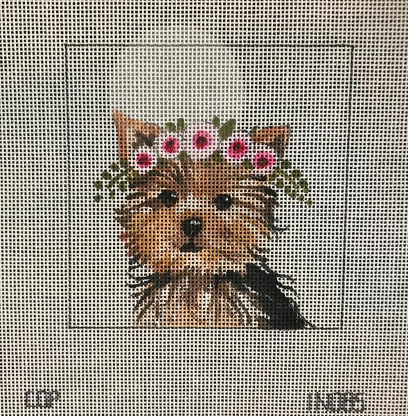 Yorkie With Floral Crown