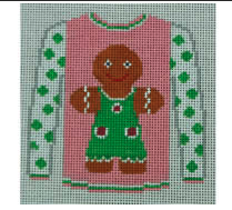 Gingerbread Girl on Pink with Green Dot Sleeves