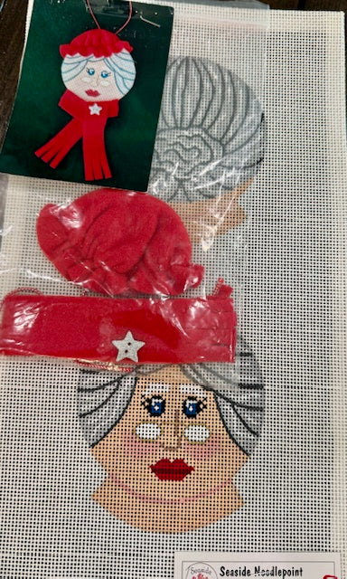 2 Sided Mrs. Clause with Hat & Scarf