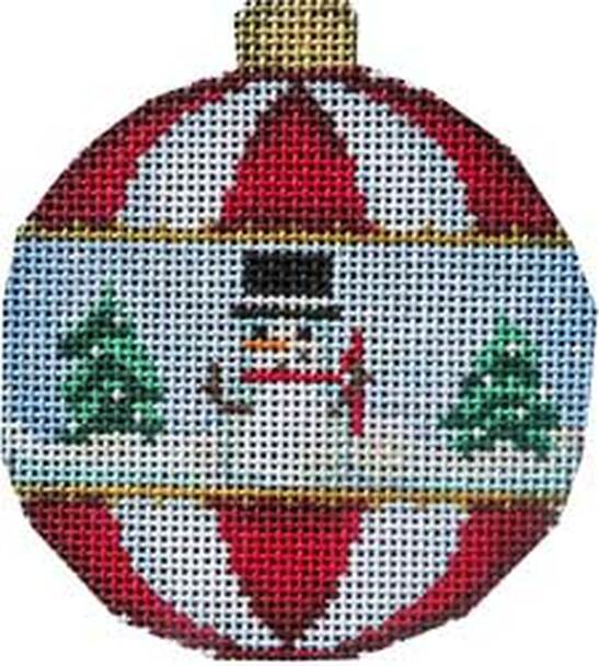 Snowman Trees Red Stripe 3 Round 18M