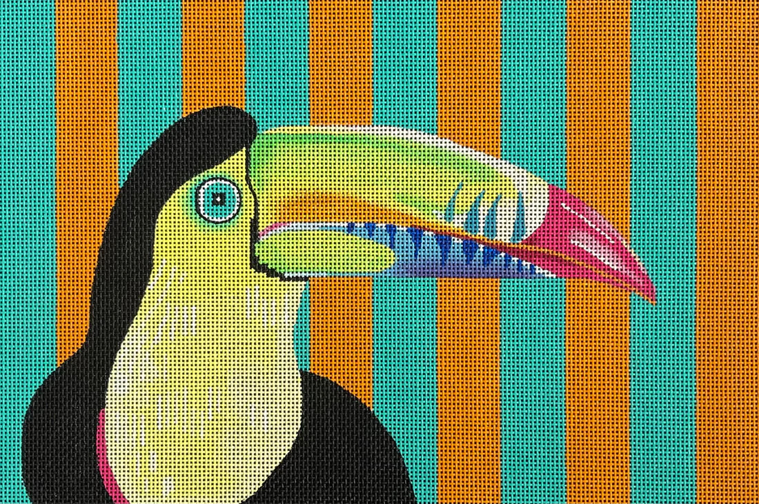 Colorful Toucan On Stripes