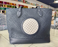 Large Leather Woven Tote