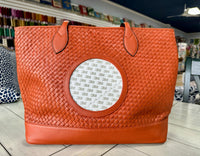 Large Leather Woven Tote