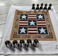 Stars & Stripes Forever Tic Tac Toe Board with Hand Painted Elephant & Donkey Pieces