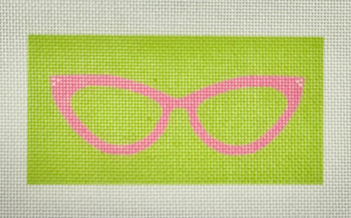 Cat Eyes Eyeglass Case - Pink on Lime Green