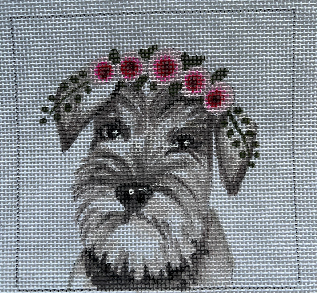 Schnauzer With Floral Crown