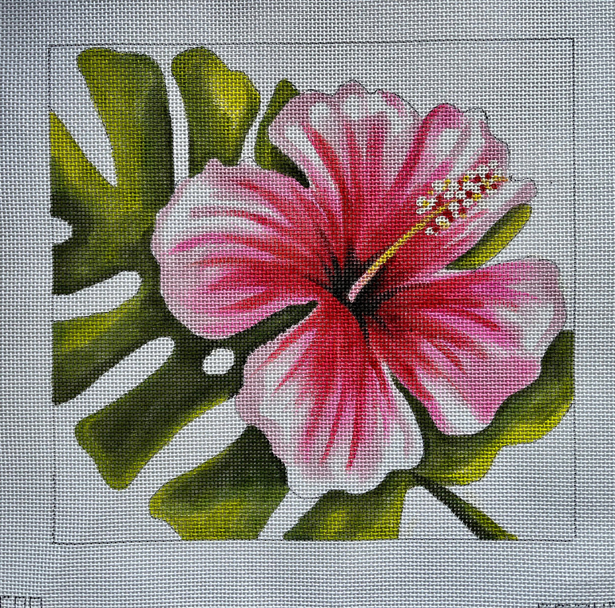 Hibiscus With Palm Leaf