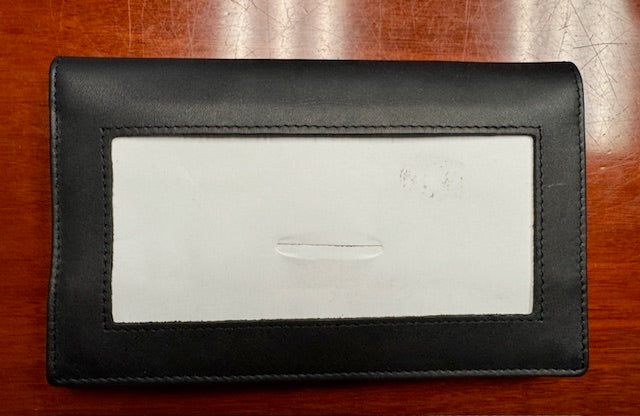 Black Leather Wallet with Snap Closure