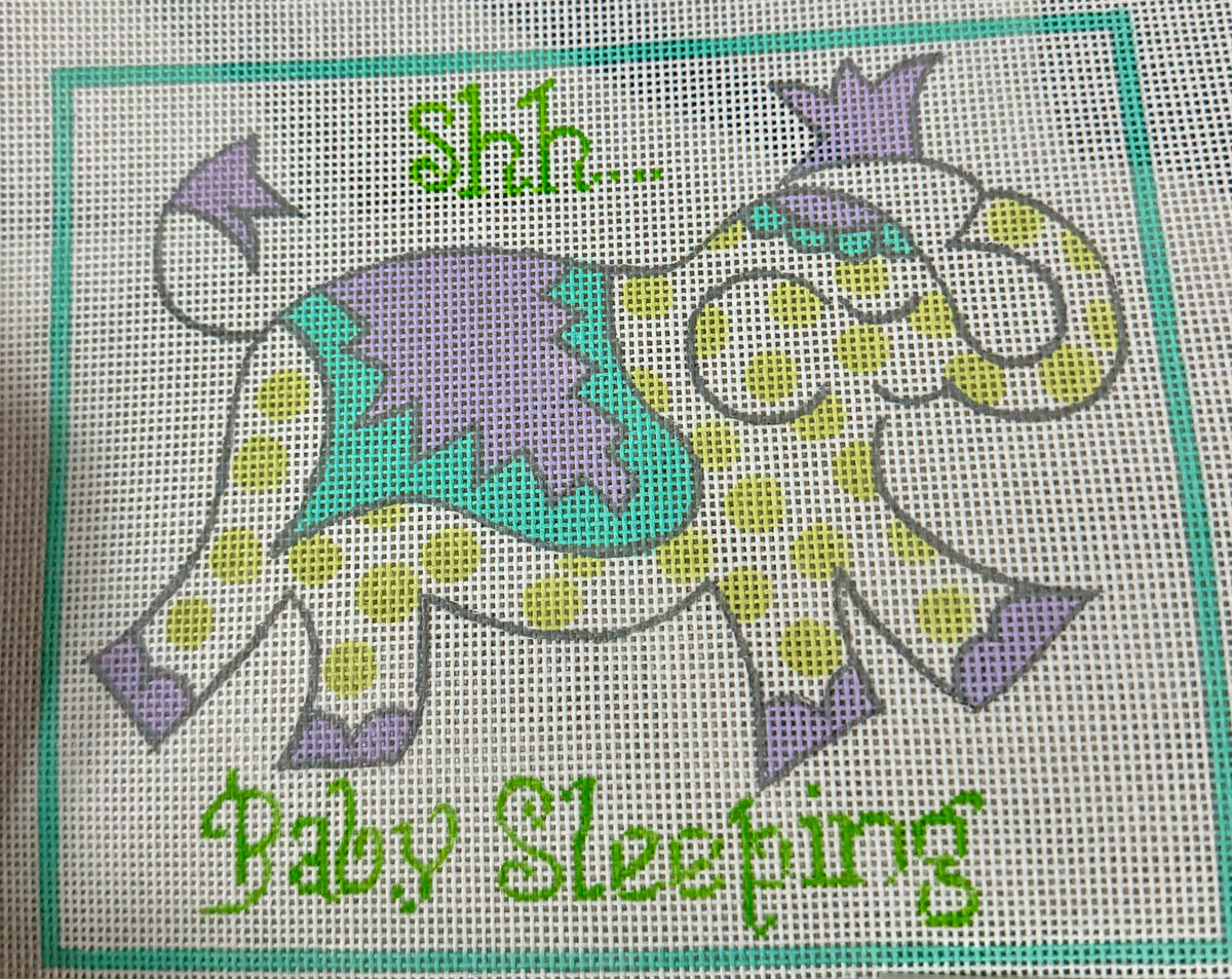 Shh Baby Sleeping Elephant Turquoise Lavender Lime