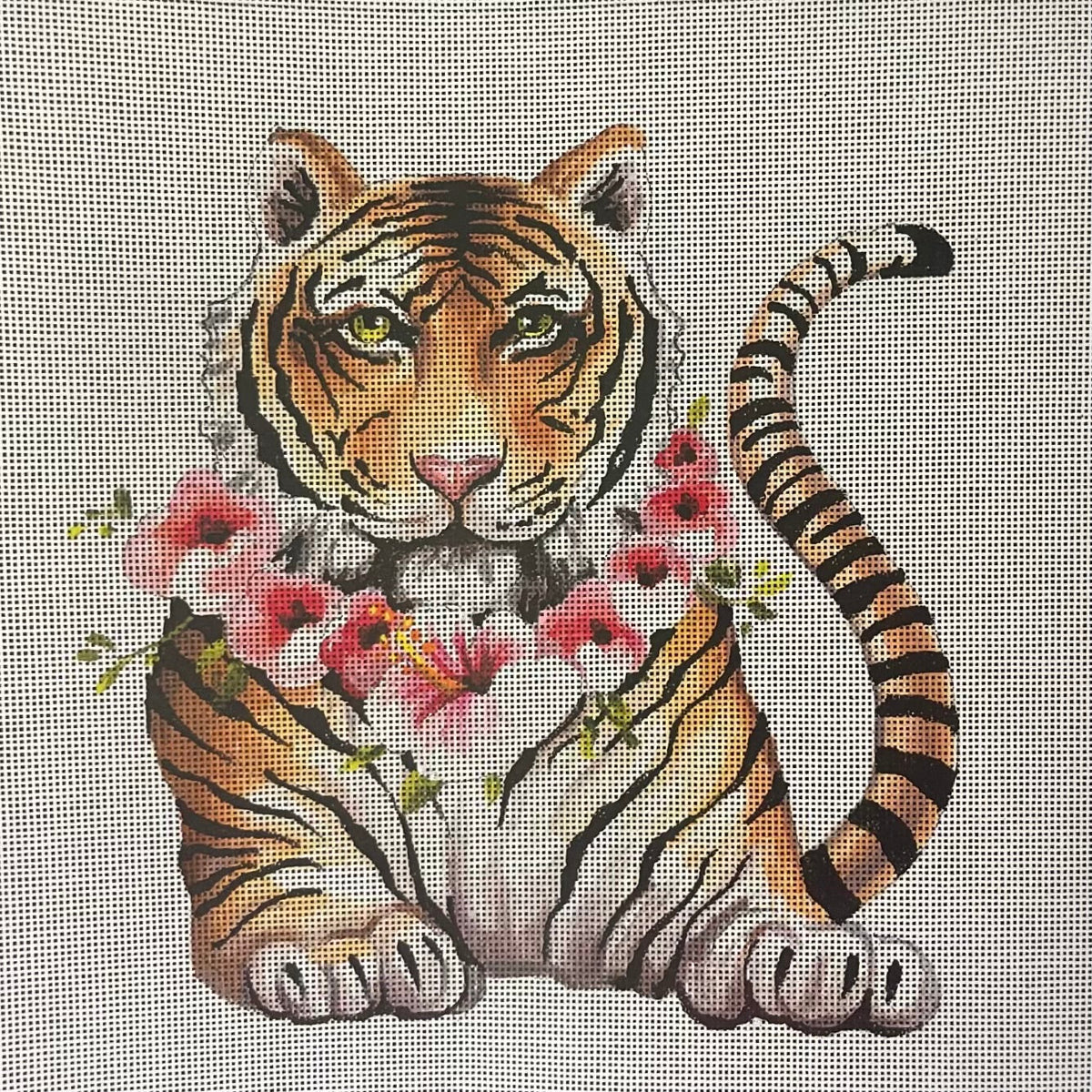 Yellow Tiger with Floral Necklace