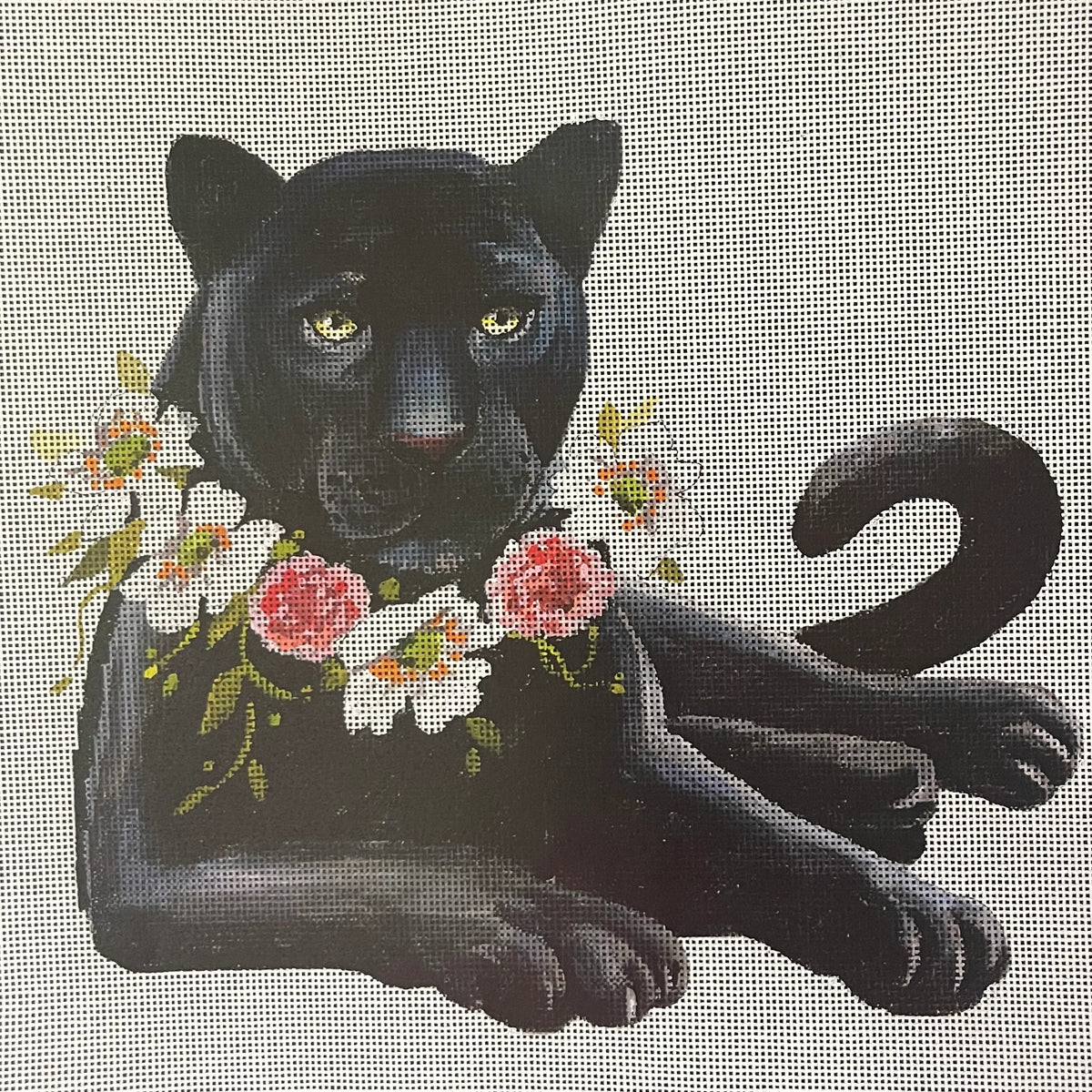 Black Panther with Floral Necklace