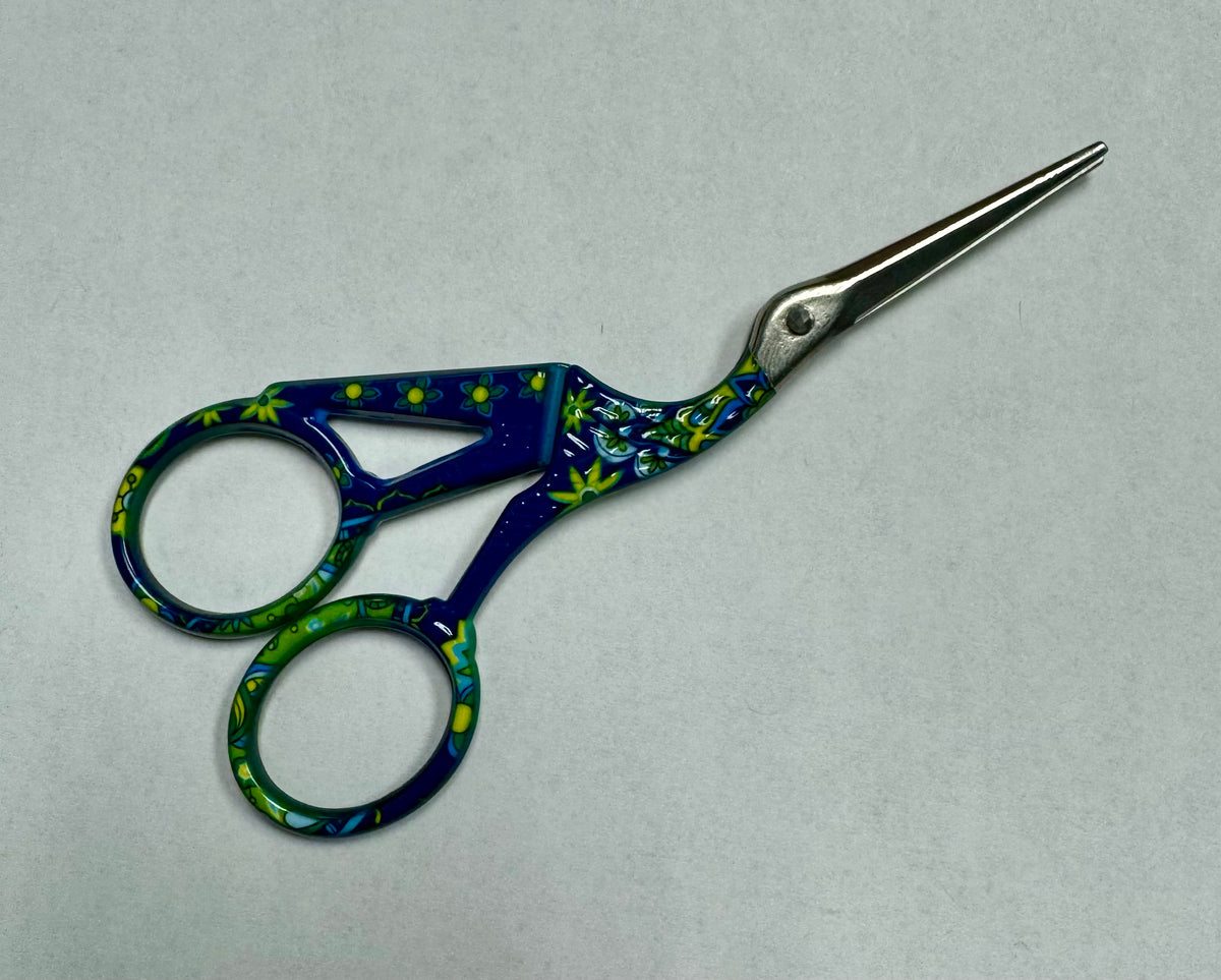 Crane Embroidery Scissors Navy Floral