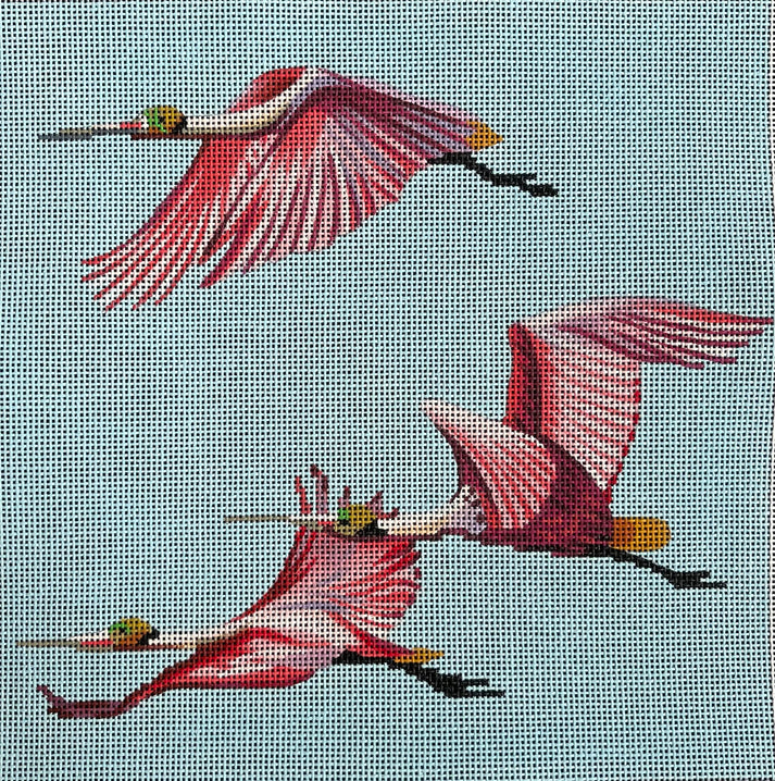 Flying Spoonbills