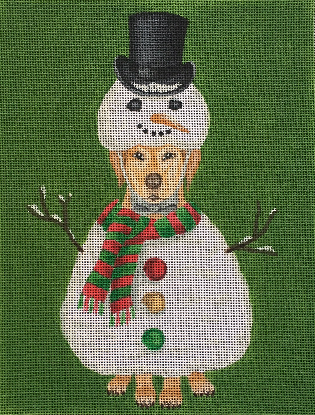 Yellow Lab In Snowman Costume