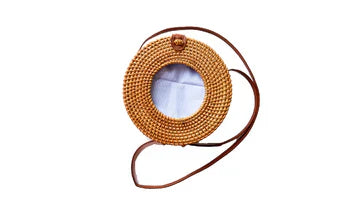 Brown Rattan Round Purse 4 Round Insert