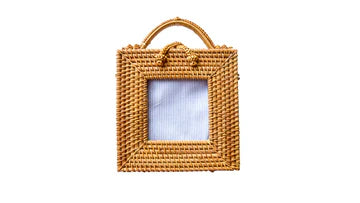 Brown Rattan Square Purse