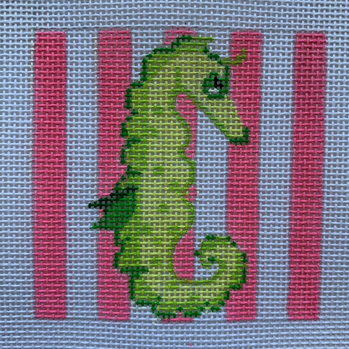 Seahorse On Pink Cabana Stripe