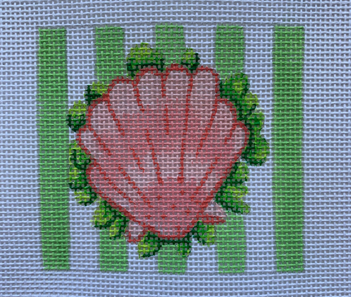 Scallop Shell On Green Cabana Stripes