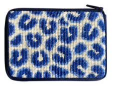 Navy Leopard Credit Card Coin Case