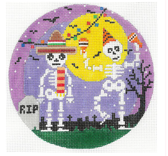 Two Dancing Skeletons 5" Round