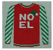 Noel On Red With Green Stripe Sweater