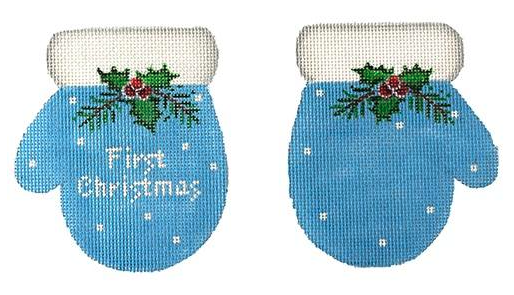 Blue Baby's First Christmas Mittens