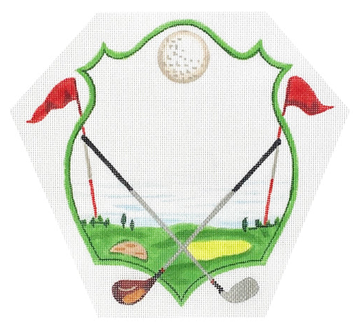 Golf Green With Clubs Monogram Crest