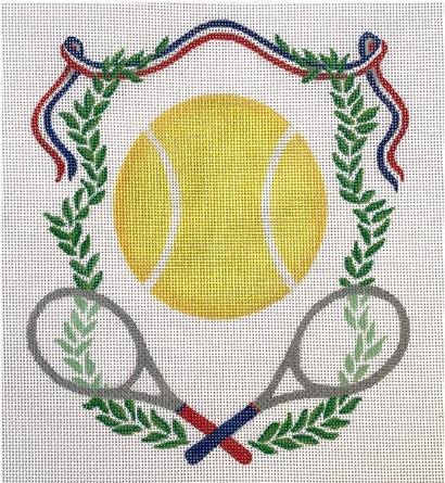 Tennis Monogram Crest 8x7.5 18M Kate Dickerson Needlepoint Collection