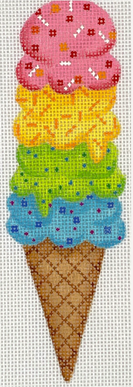 Rainbow 4 Scoop Ice Cream Cone 2x6.25 18M Kate Dickerson Needlepoint Collection