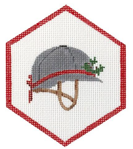 Riding Helmet With Greenery 4.25x3.5 18M Kate Dickerson Needlepoint Collection