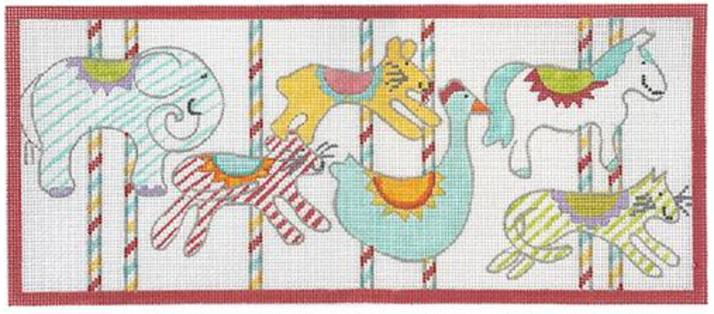 Carousel Animals 12x5 18M Kate Dickerson Needlepoint Collection