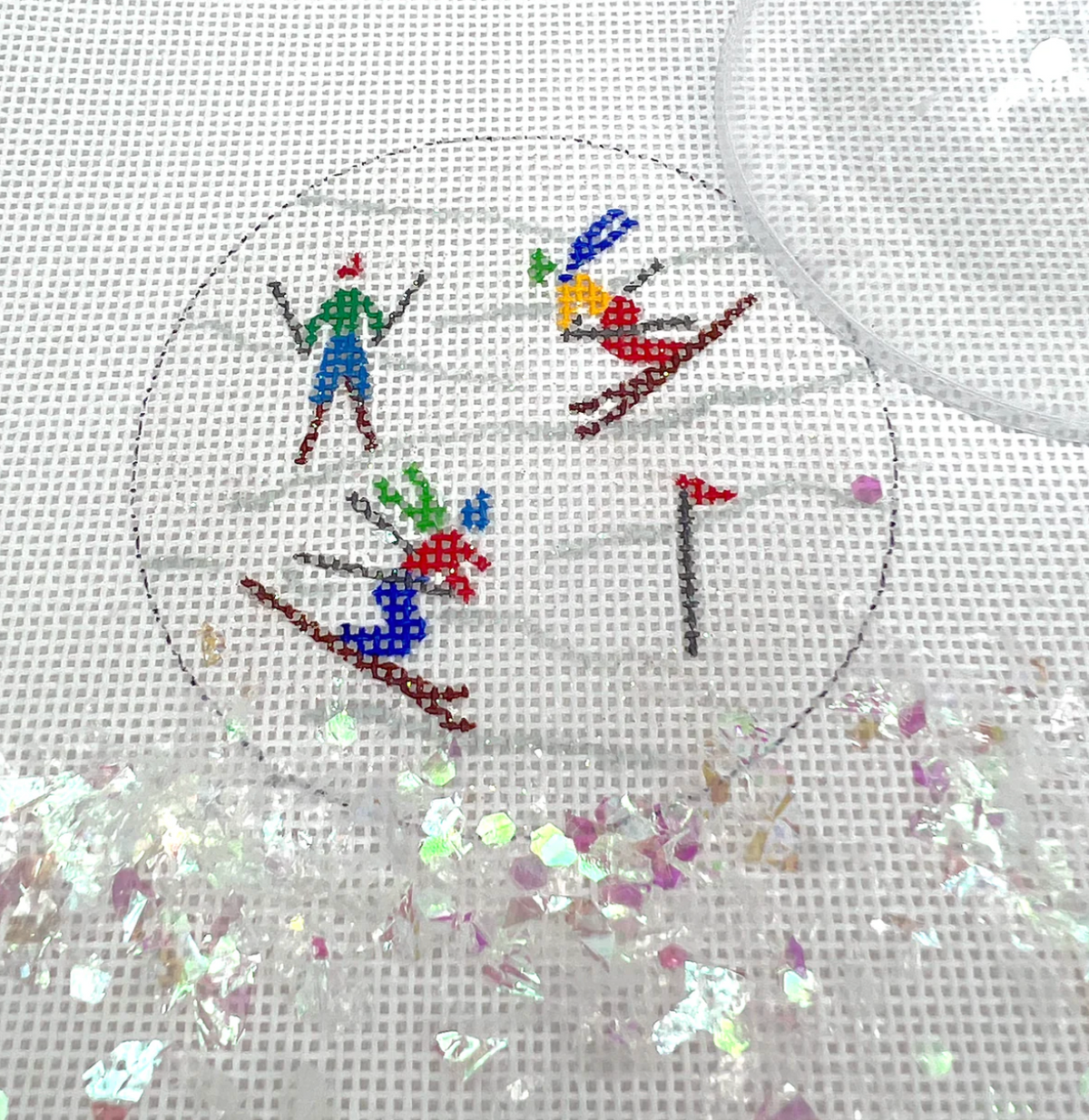 Skiers on Chair Lift Snow Globe