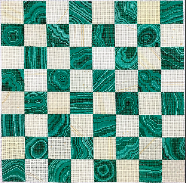 Chess/Checkers Board/Malachite & Ivory