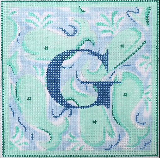 Lilly Inspired Turquoise Whales on Blues