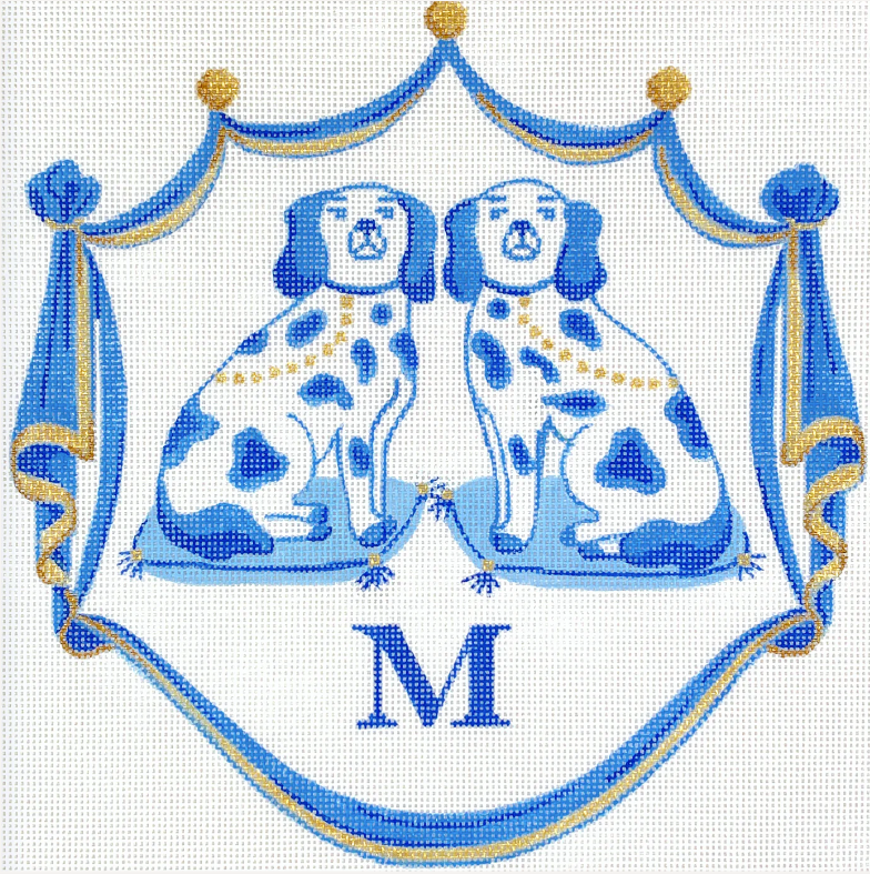 Staffordshire Dogs Monogram Crest-Blue