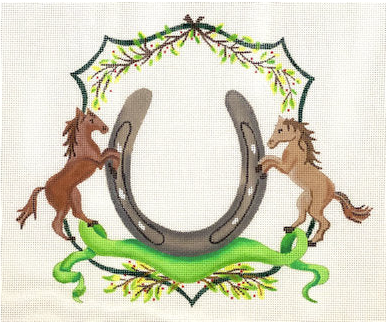 Horses with Horseshoe Monogram Crest