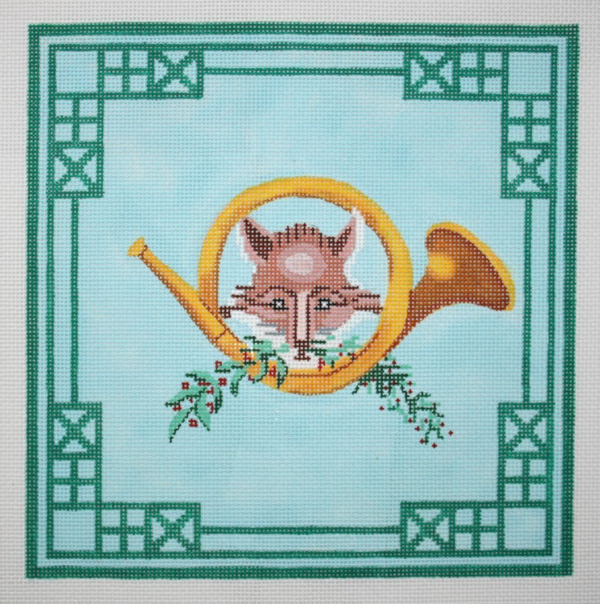 Fox & Hunting Horn with Chinoiserie Border