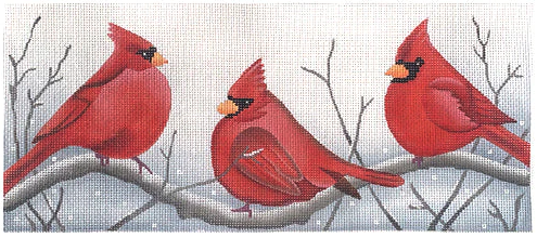 Three Cardinals In The Snow