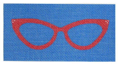 Cat Eyes Eyeglass Case- Red on Blue