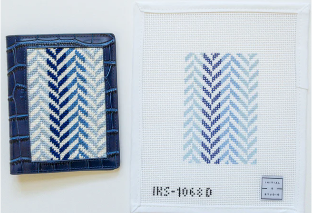 Herringbone Passport Insert Blue