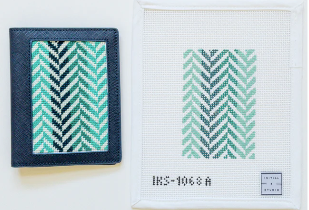 Herringbone Passport Insert Turquoise