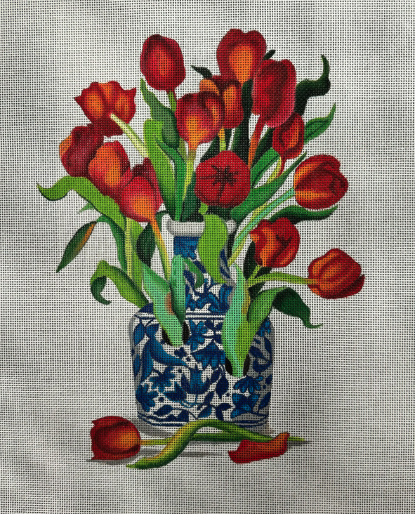 Blue Vase w/ Tulips