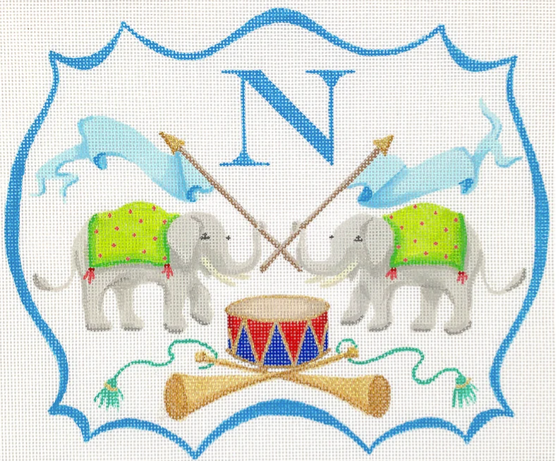 Elephants With Flag Monogram Crest