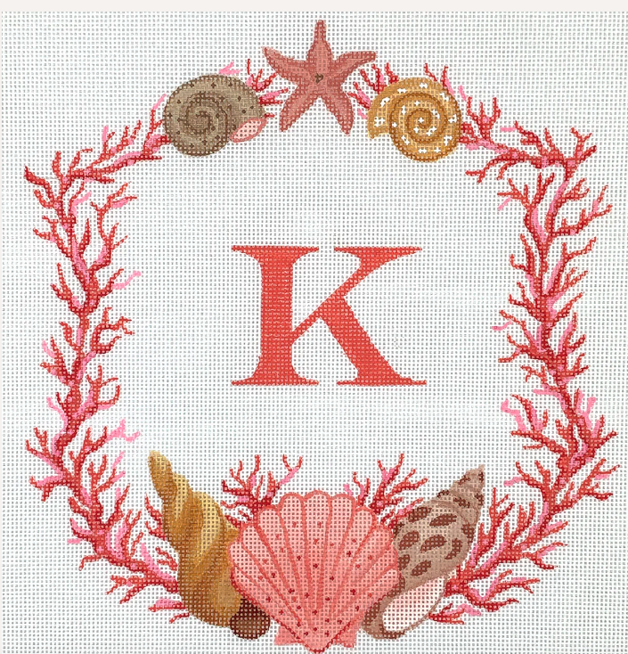 Coral and Shells Monogram Crest