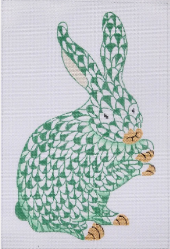 Herend Fishnet Standing Bunny Green