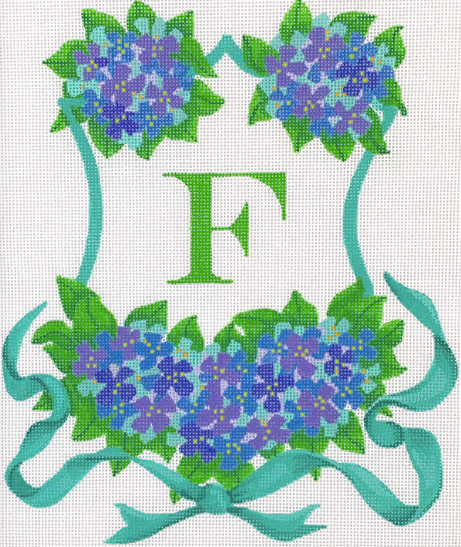 Hydrangeas Ribbon Monogram Crest